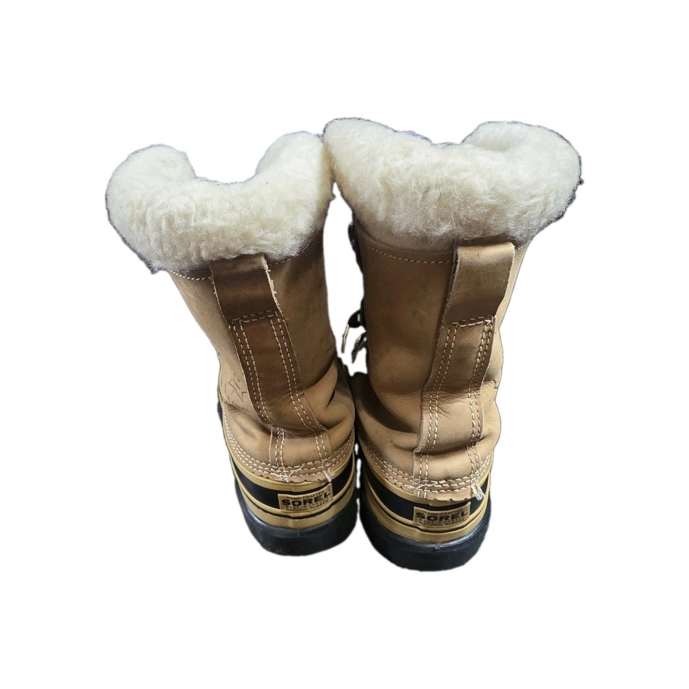 Vtg Sorel Caribou Snow Duck Boots Men's 9 Tan Leather Wool Lined Kaufman Canada - Picture 9 of 11